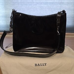 Bally Black Shoulder Bag with Leather Strap and Silver Hardware With Dust Bag